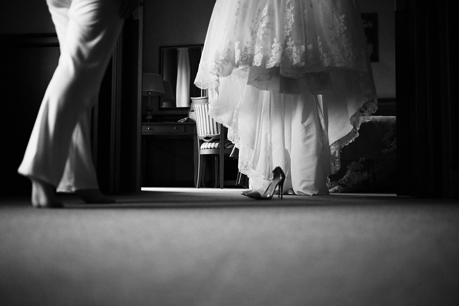 wedding dress black and white