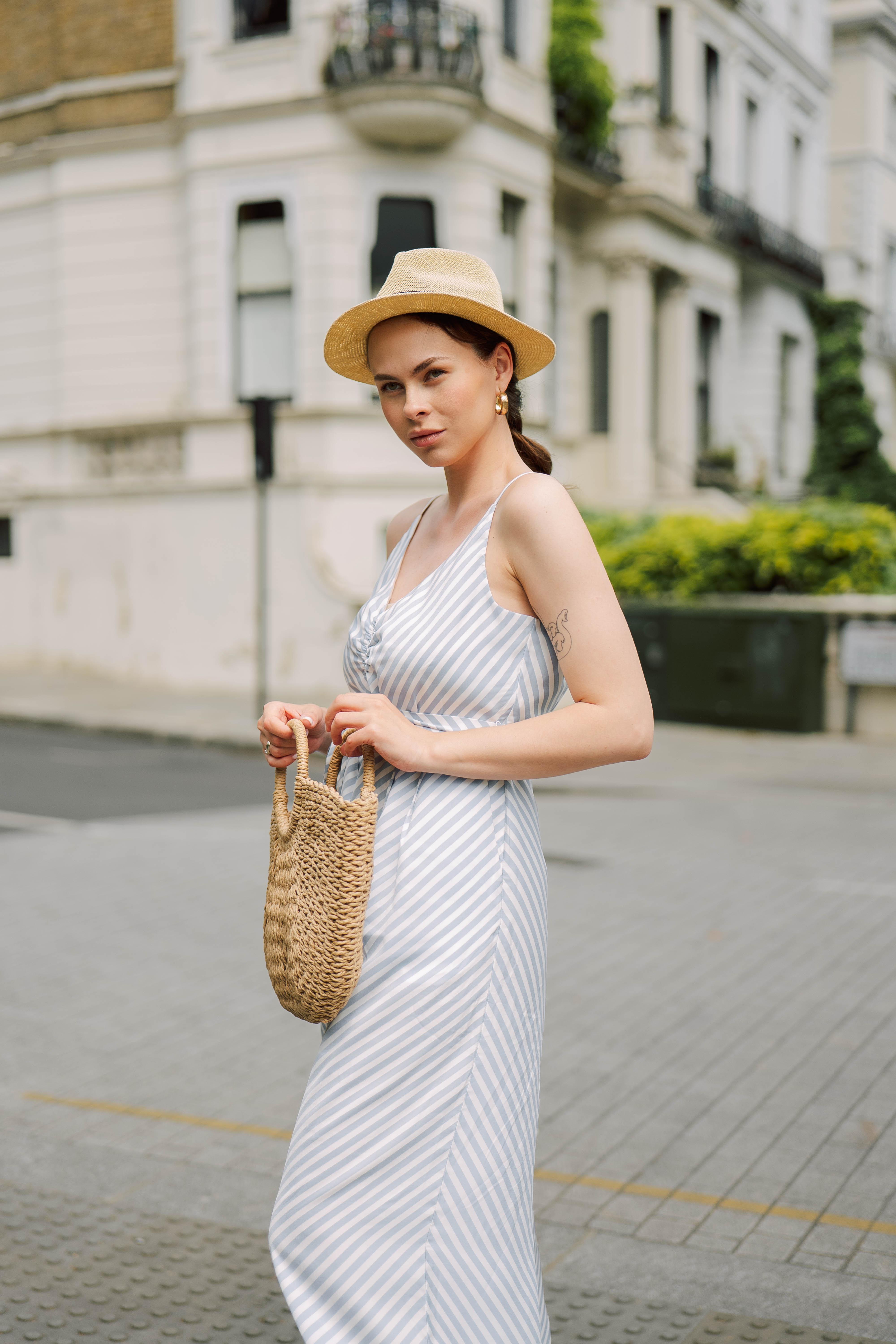 woman in hat street photoshoot in London