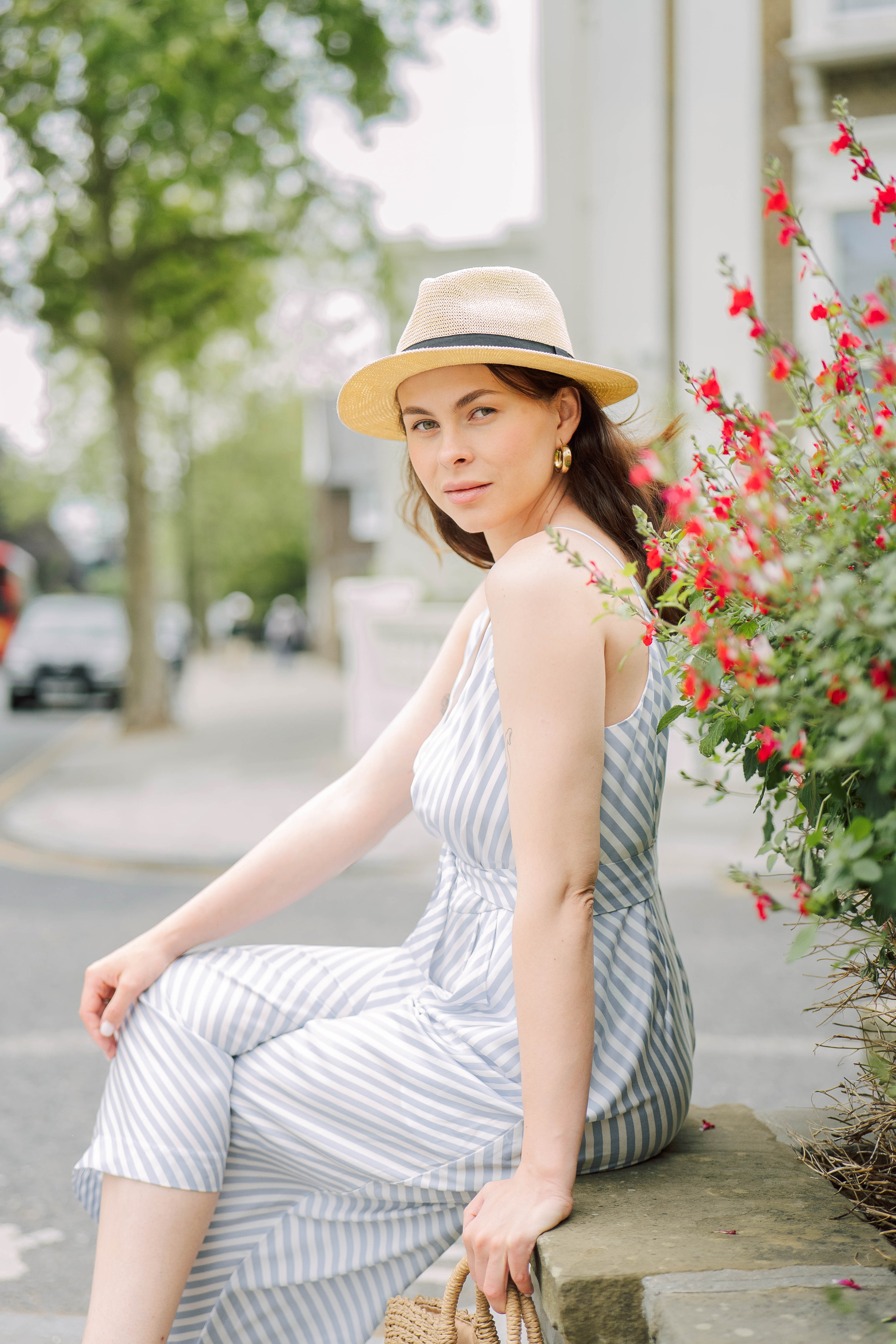 woman in hat street photoshoot in London